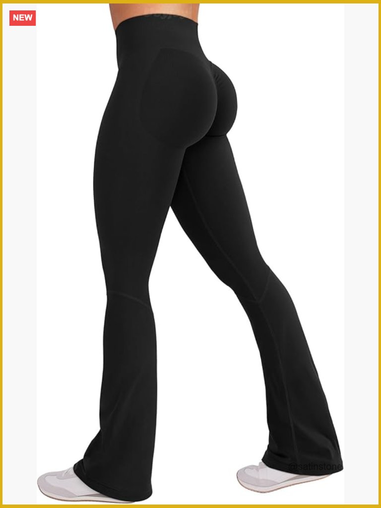 Seamless Mini Flared Leggings Hidden Scrunch Gym Pants Bootcut